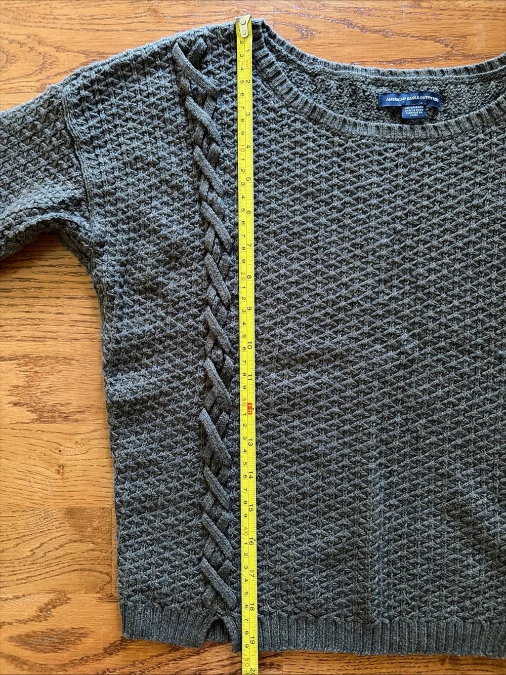American Eagle Sweater Knit Pullover XS Soft Cross Stitch Crew Olive Green Army
